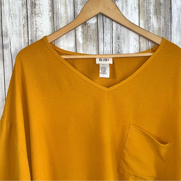 BiBi Mustard Oversized High Low Pocket Blouse - Picture 4 of 6